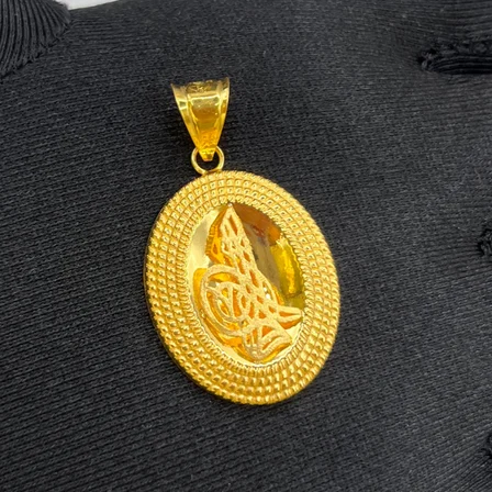 Tuğra Osmanlı Madalyon Çevreli Kumlu Altın Kolye Ucu 22 Ayar 3.20 Gram Kadın Hediye