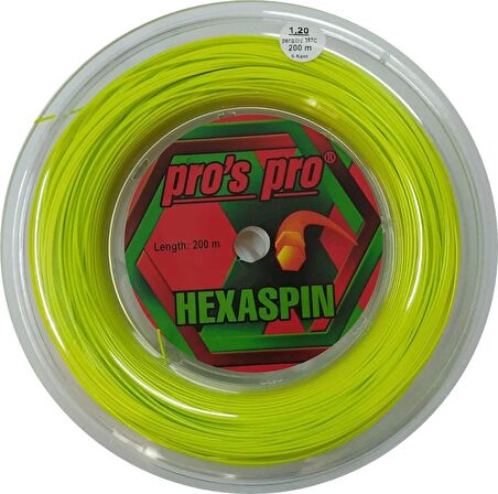 Pros Pro Hexaspin 1,20 mm. Raket Kordajı 200 metre Lime