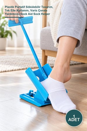 1 Adet Çorap Giyme Ve Çıkarma Aparatı – Plastik Portatif Sökülebilir Tasarım, Tek Elle Kullanım, Çorabı Yardımcısı Sock Aid Sock Helper