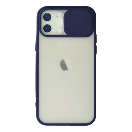 Apple İphone 12 Kılıf Palm Buzlu Kamera Sürgülü Silikon - Lacivert iegxx