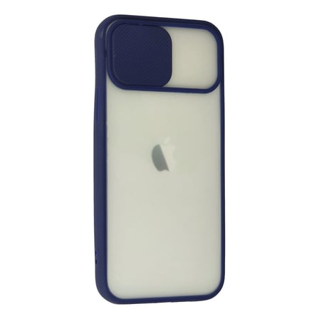 Apple İphone 12 Kılıf Palm Buzlu Kamera Sürgülü Silikon - Lacivert iegxx