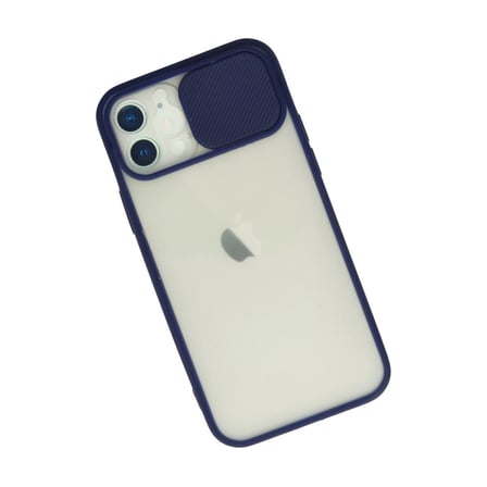 Apple İphone 12 Kılıf Palm Buzlu Kamera Sürgülü Silikon - Lacivert iegxx