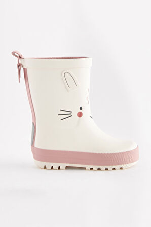 Next Baby Beyaz Tavşan Desenli Su Geçirmez Yağmur Çizmesi/ Bot