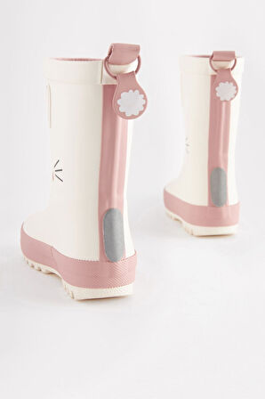 Next Baby Beyaz Tavşan Desenli Su Geçirmez Yağmur Çizmesi/ Bot