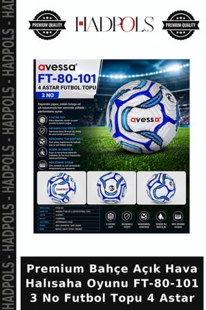 Premium Bahçe Açık Hava Halısaha Oyunu FT-80-101 3 No Futbol Topu 4 Astar