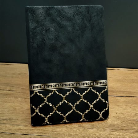 Özel Seri Toplantı Notluğu Notluk Çalışma Masası Gold İşlemeli Siyah Deri Defter