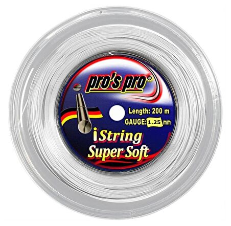 Pros Pro İString Süper Soft 1,25 mm. Rulo Raket Kordajı 200 metre Beyaz