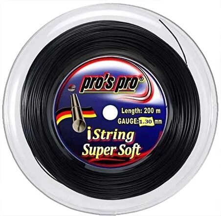 Pros Pro İString Süper Soft 1,30 mm. Rulo Raket Kordajı 200 metre Siyah