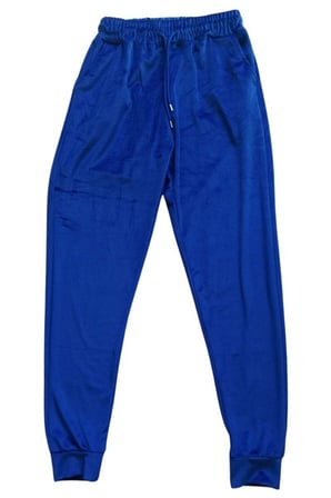 Northcity Parlak Kadife Cepli Pantolon - Eşofman Pijama Altı Unisex Lastikli Paça Mavi