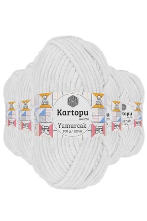 Northcity Yumurcak Kadife El Örgü İpi Kar Beyaz (5'li Paket) - %100 Polyester, 120mt