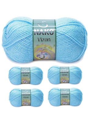 Northcity Vizon Premium Akrilik El Örgü İpi – 5'li Set Renk 214 Ufuk Mavisi