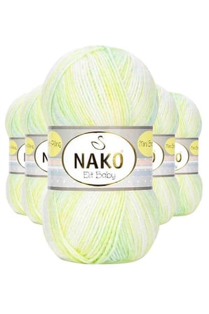 Northcity Mini Batik Bebe El Örgü İpi Sarı Yeşil 5'li Set - Anti-Pill %100 Akrilik