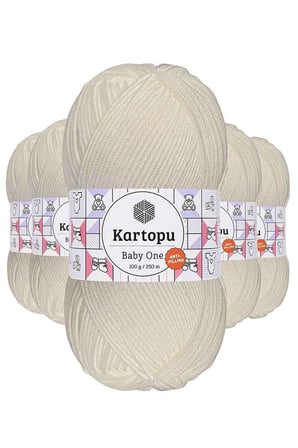 Northcity Baby One Tüylenmeyen El Örgü İpi Yünü - Kırık Beyaz 5'li Paket | 100g x 5