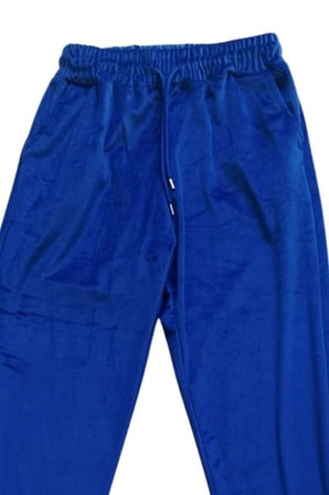 Northcity Parlak Kadife Cepli Pantolon - Eşofman Pijama Altı Unisex Lastikli Paça Mavi