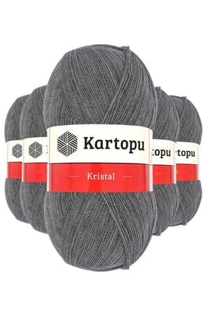 Northcity Kristal Çift Katlı El Örgü İpi Orta Gri (5'li Paket) - İpeksi Doku & Dayanıklı Akrilik İplik