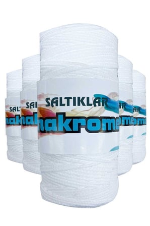 Northcity 5 Adet Polyester Makrome İpi 10 Kar Beyaz 100 Gr - Örgü İpi Aksesuar Yapımı İçin