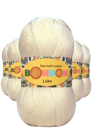 Northcity Lüks Patik İpi Yünü Krem 5'li Paket – 1200m, %100 Akrilik, 100g