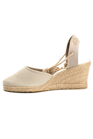 Gerçek Elişi Bej Kadın Dolgu Topuk Espadril Handmade