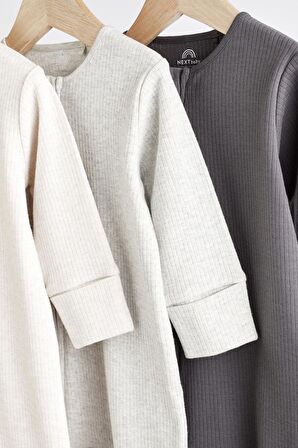 % 100 Pamuklu Gri 3’lü Tulum Set