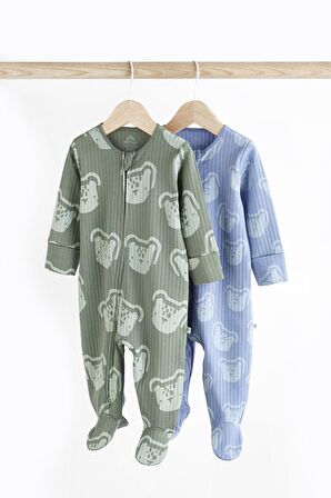 % 100 Pamuklu Yeşil Fermuarlı 2’li Tulum Set
