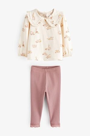 Pamuklu Pink Bunny Alt Üst Takım