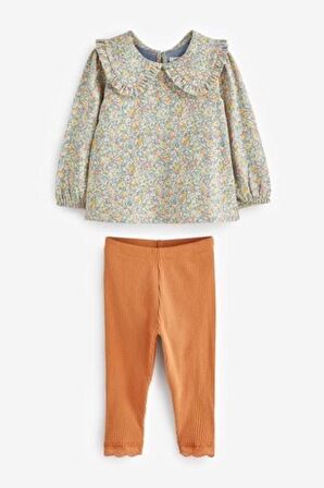 % 100 Pamuklu Green Ditsy Alt Üst Takım