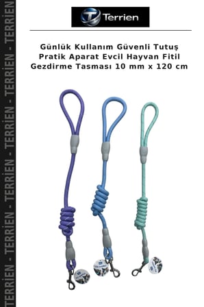 Günlük Kullanım Güvenli Tutuş Pratik Aparat Evcil Hayvan Fitil Gezdirme Tasması 10 mm x 120 cm