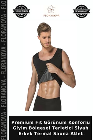 Premium Fit Görünüm Konforlu Giyim Bölgesel Terletici Siyah Erkek Termal Sauna Atlet