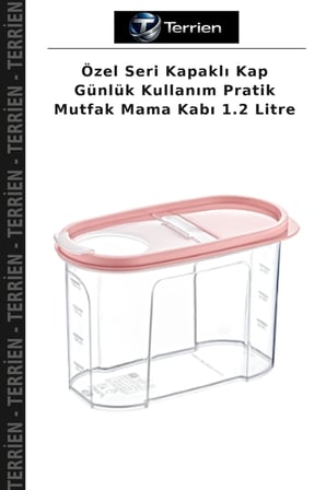 Özel Seri Kapaklı Kap Günlük Kullanım Pratik Mutfak Mama Kabı 1.2 Litre