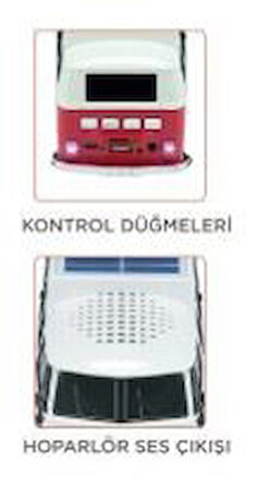 Kırmızı Vosvos Tasarımlı Solar Şarjlı Bluetooth Hoparlör 5W Güçlü Ses