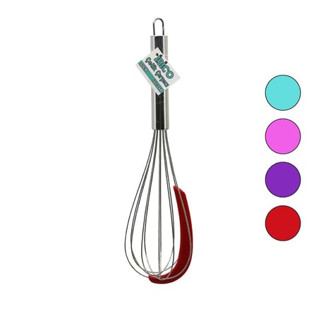 Silikon Uçlu Kafe Malzemesi Hamur İşi Mutfak Profesyonel Krom Saplı Çelik Metal Çırpıcı 30 cm