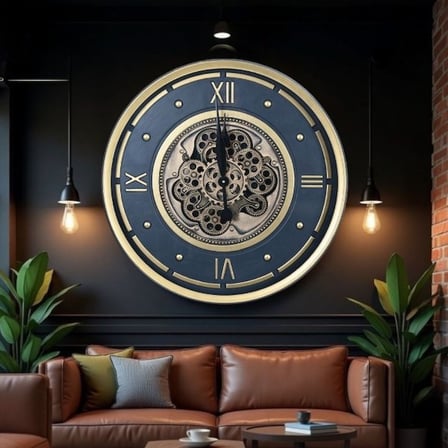 Premium Geniş Aksesuar Modern Stil Dekoratif Nesne Çarklı Duvar Saati 60 cm