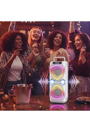 D78 Bluetooh Speaker Şarjlı Kablosuz Taşınabilir Hoparlör Mikrofonlu Led Işıklı Parti Speaker Sd Kart Usb Fm Radyo Uzaktan Kumandalı D78