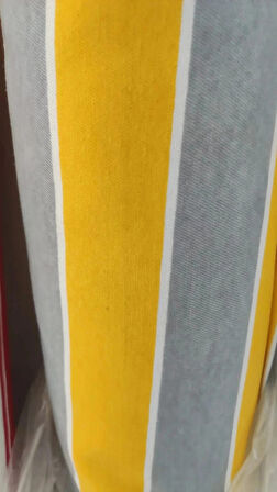 CEYLAN Home Balkon Demir Perdesi Kuş Gözü Sarı Gri Çizgili Ölçü Seçenekli