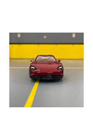 Porsche Taycan Turbo S 1/36 Ölçek Diecast Metal Model Araba Oyunca Araba Bordo