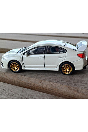 Lisanslı Subaru WRZ STI Çek Bırak Model Metal Araba (1:34) 43693D Beyaz