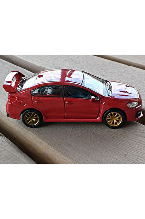 Lisanslı Subaru WRZ STI Çek Bırak Model Metal Araba (1:34) 43693D Kırmızı