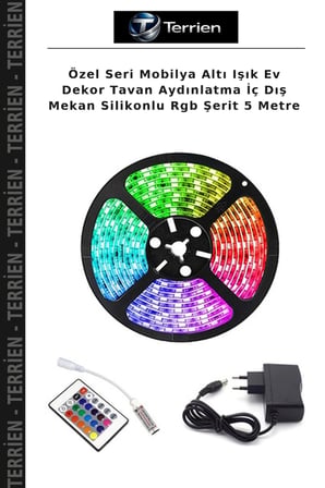 Özel Seri Mobilya Altı Işık Ev Dekor Tavan Aydınlatma İç Dış Mekan Silikonlu Rgb Şerit 5 Metre