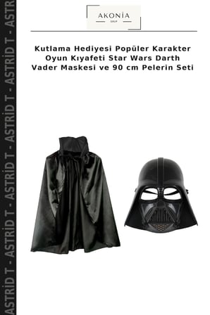 Kutlama Hediyesi Popüler Karakter Oyun Kıyafeti Star Wars Darth Vader Maskesi ve 90 cm Pelerin Seti