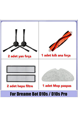 Dreame D10s Pro D9 Max Uyumlu Fırça Filtre Paspas Yedek