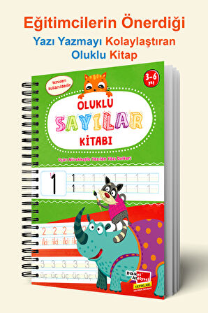 Harfleri ve Sayıları Yazmayı Kolayca Öğreten Kitap | Sihirli Uçan Kalemli Oluklu (kabartmalı) Kitap