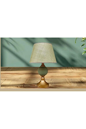 ALYOSHA ABAJUR ESKİTME METAL YEŞİL SERAMİK YEŞİL RATTAN ŞAPKA