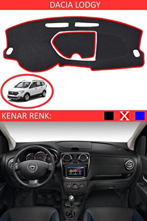Dacia Sandero Stepway 2015-2020 İçin Uygun Torpido Koruma Halısı Siyah Kenar Renk Kırmızı