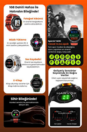 Tank Watch HARVOX RX-4 Akıllı Saat Su Geçirmez Askeri Akıllı Saat Android-ios Uyumlu