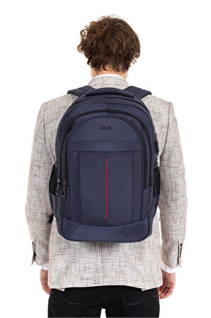 Lacivert Okul Çantası Geniş İç Hacim Yandan Cepli Uzun Ömürlü ve Sağlam Ortaokul Lise Üniversite