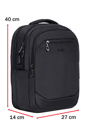 Unisex Siyah Okul Sırt Çanta Orta Boy Lise Üniversite USB Type-C Su Geçirmez Oxford Kumaş