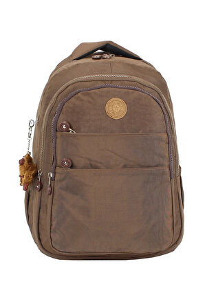 Su Geçirmez Krinkıl Kumaş Büyük Boy Çok Gözlü Okul Sırt Çantası Yandan Cepli Ortopedik Toprak