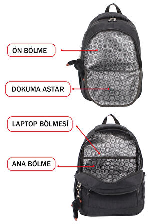 Kadın Sırt Çanta Su Geçirmez Krinkıl Kumaş Geniş İç Hacim Çok Bölmeli Ortopedik