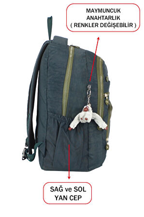 Kadın Sırt Çanta Su Geçirmez Krinkıl Kumaş Geniş İç Hacim Çok Bölmeli Ortopedik