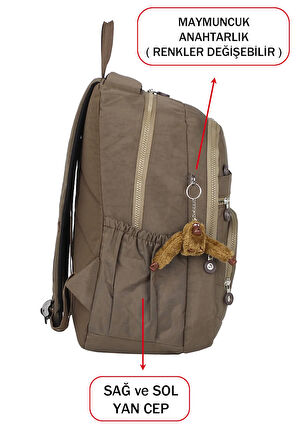 Kadın Sırt Çanta Su Geçirmez Krinkıl Kumaş Geniş İç Hacim Çok Bölmeli Ortopedik